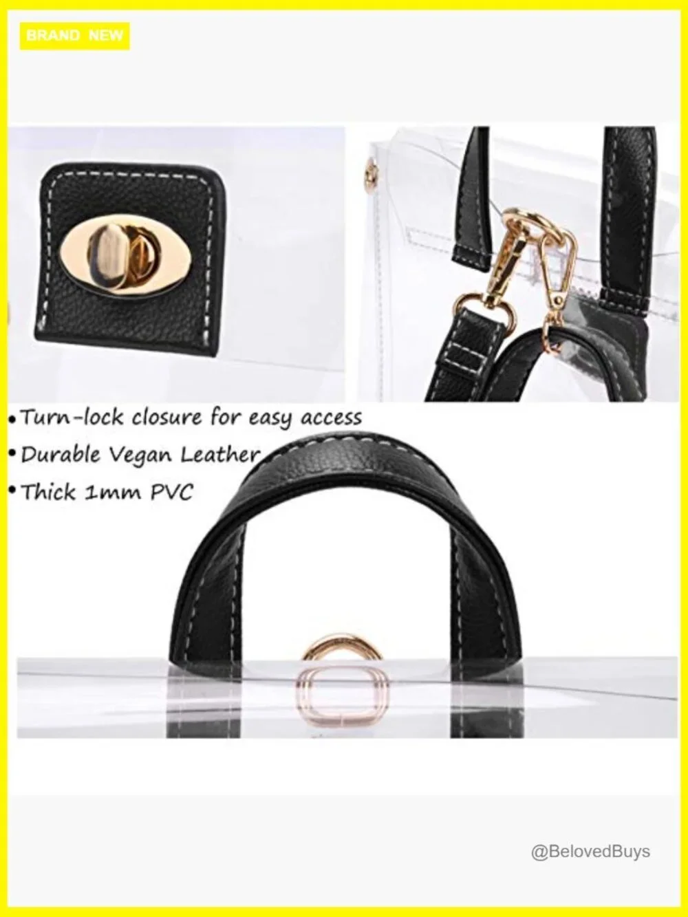 Clear Convertible Backpack Crossbody Stadium Approved PVC Vegan Leather